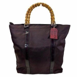 Authentic Gucci Satchel Bag Bordeaux Bamboo Deep Used GG Handbag Vintage​